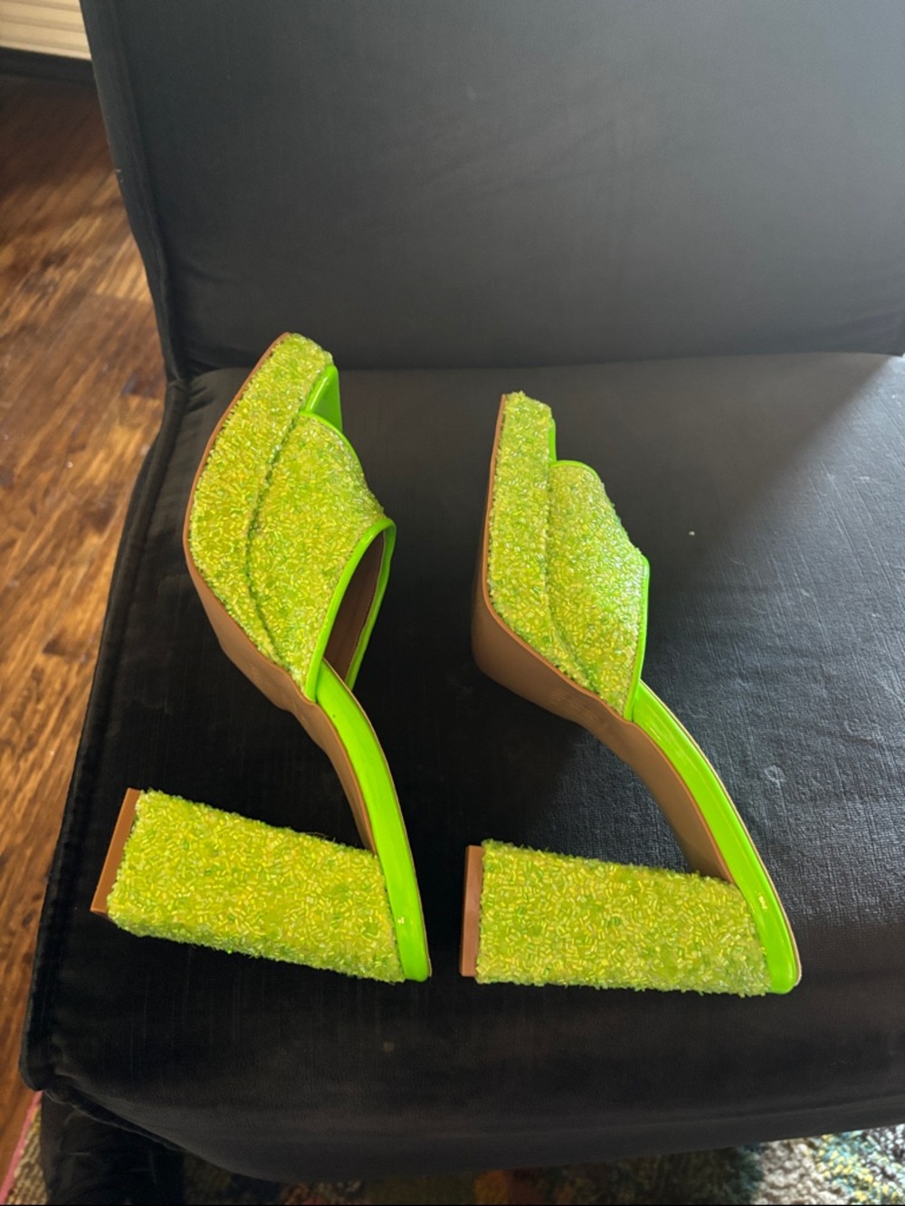 Nasty Gal Lime Neon Beaded Slide Mules - Picture 6 of 6